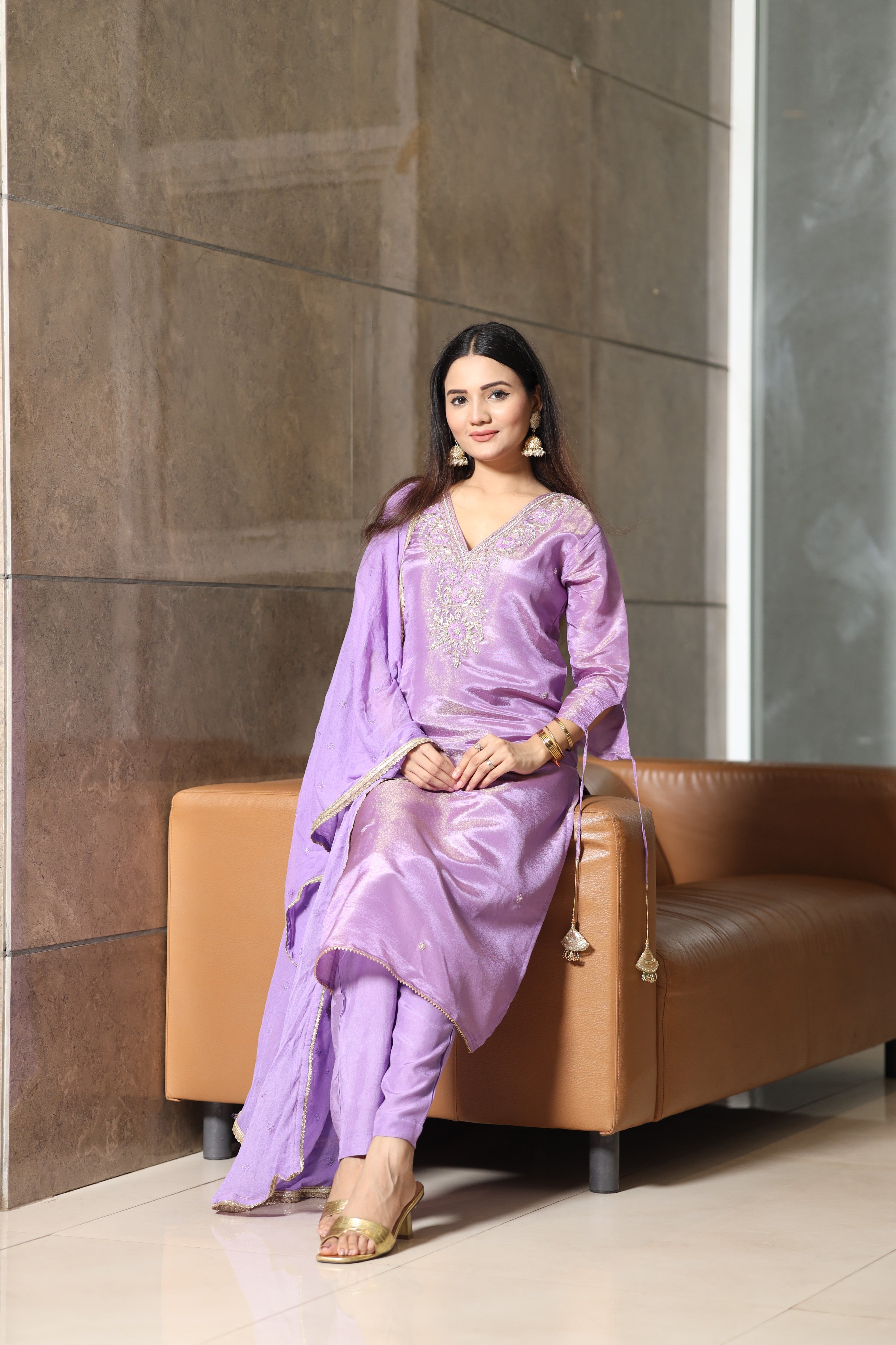 Silk Shimmer suit set (2 colors available Lavender & Lemon Yellow)