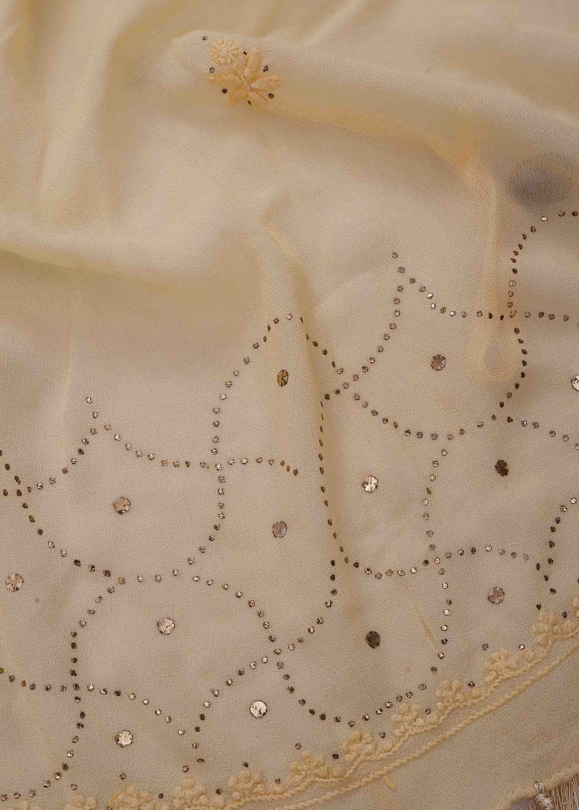 Yellow color Pure Viscose kurta dupatta material with Chikankari and Mukaish work