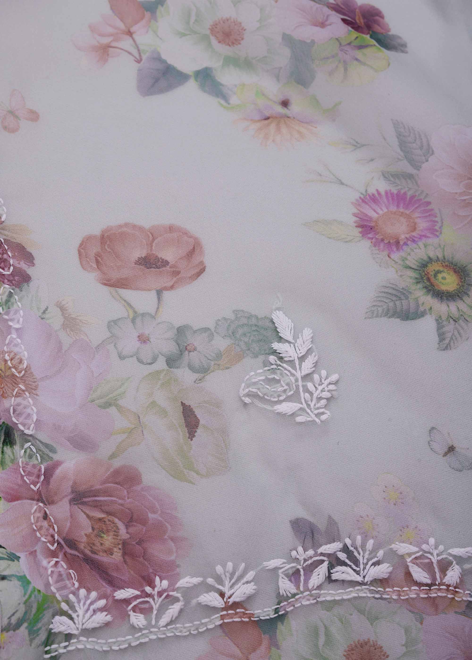 Green Color Organza kurta & dupatta material with Chikankari work