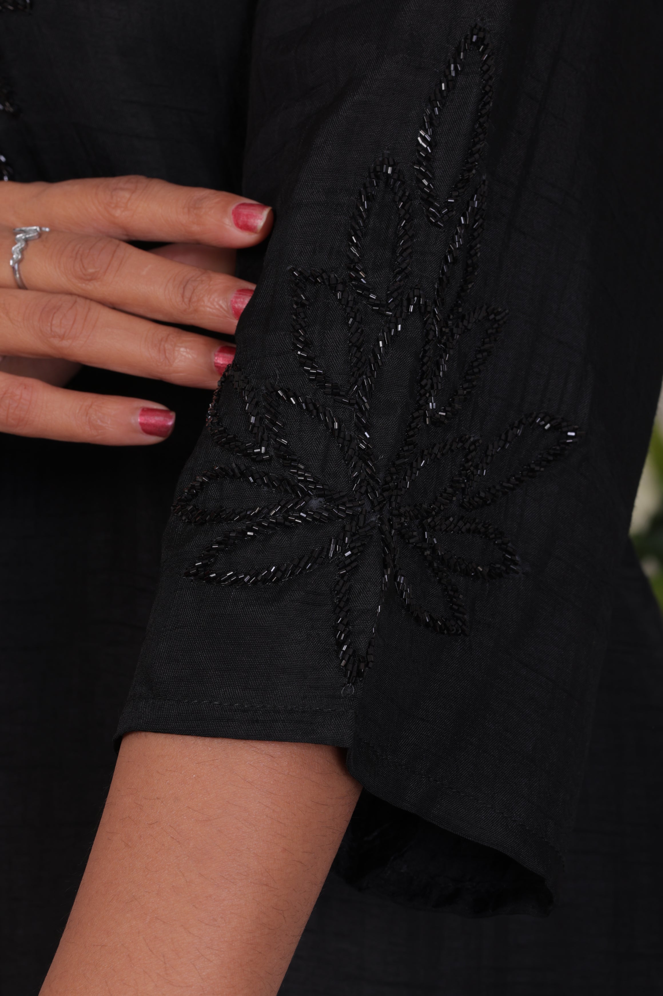 Black Dhola Silk Sequin work Suit Set