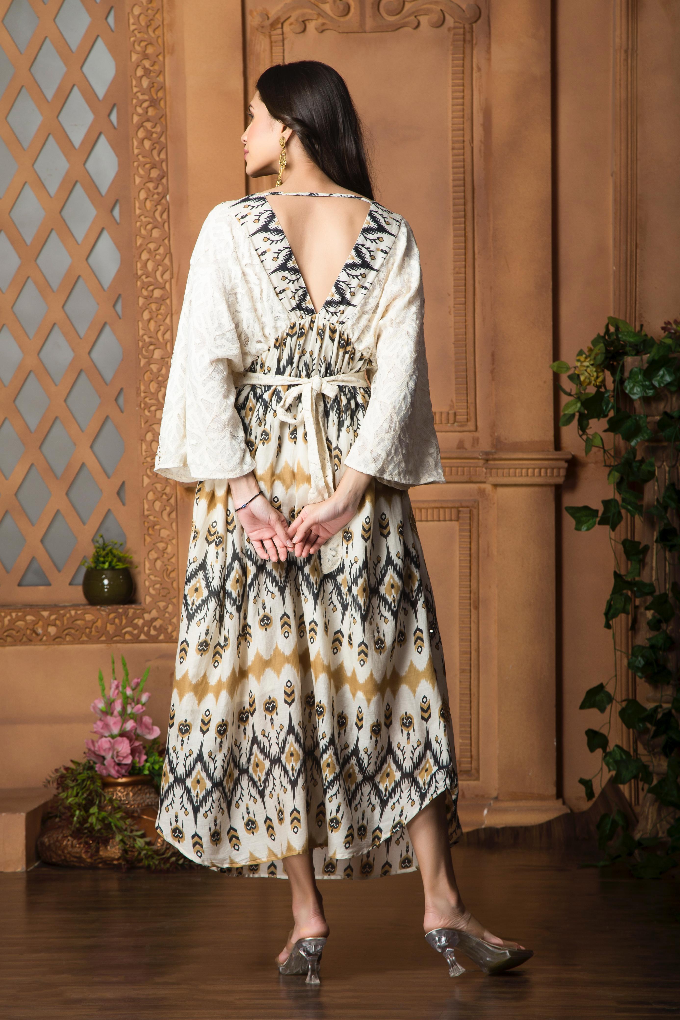 Off White Bell Sleeves Maxi dress