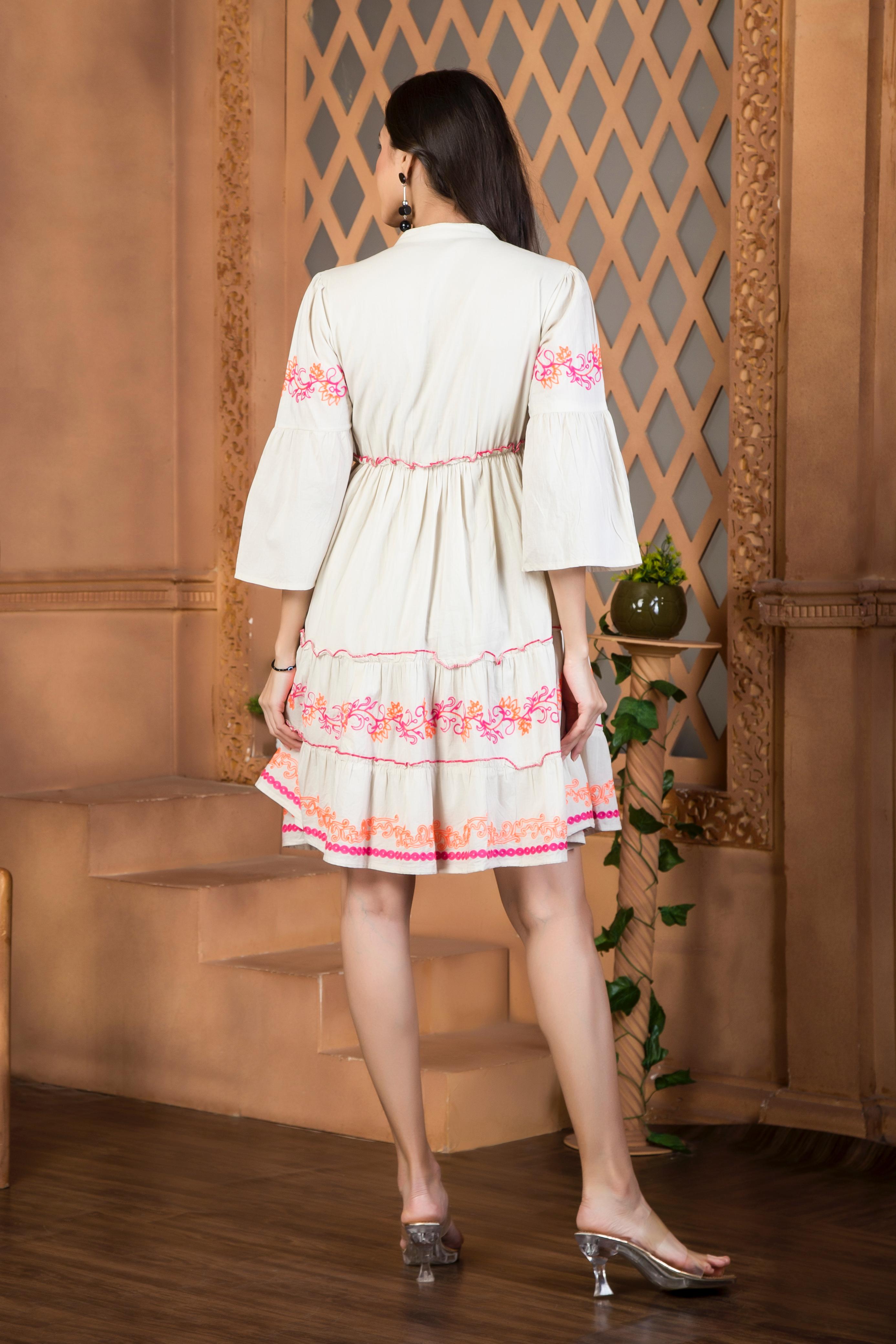 Multi-Color Boho Mini Dress With sequin work