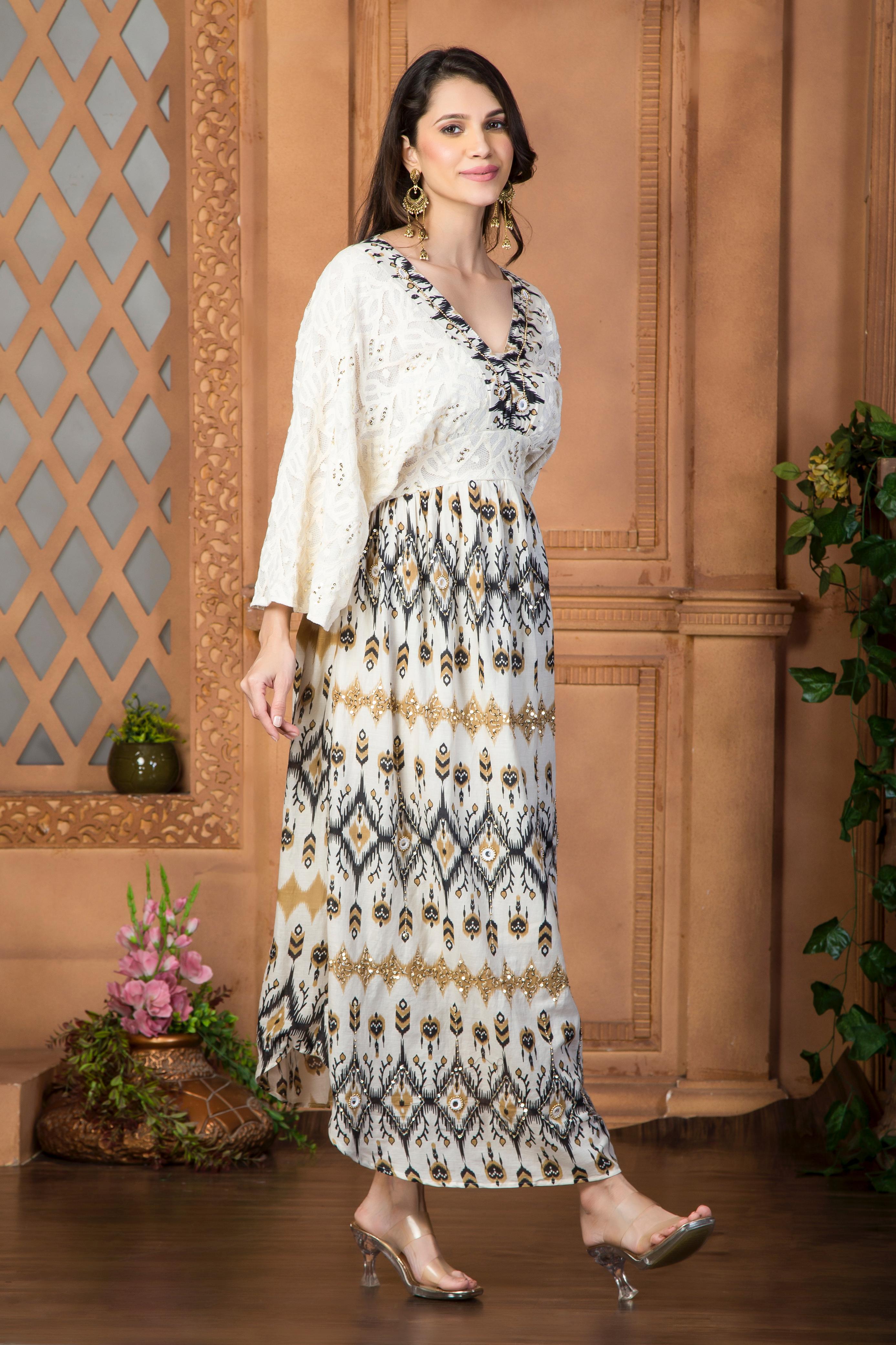 Off White Bell Sleeves Maxi dress