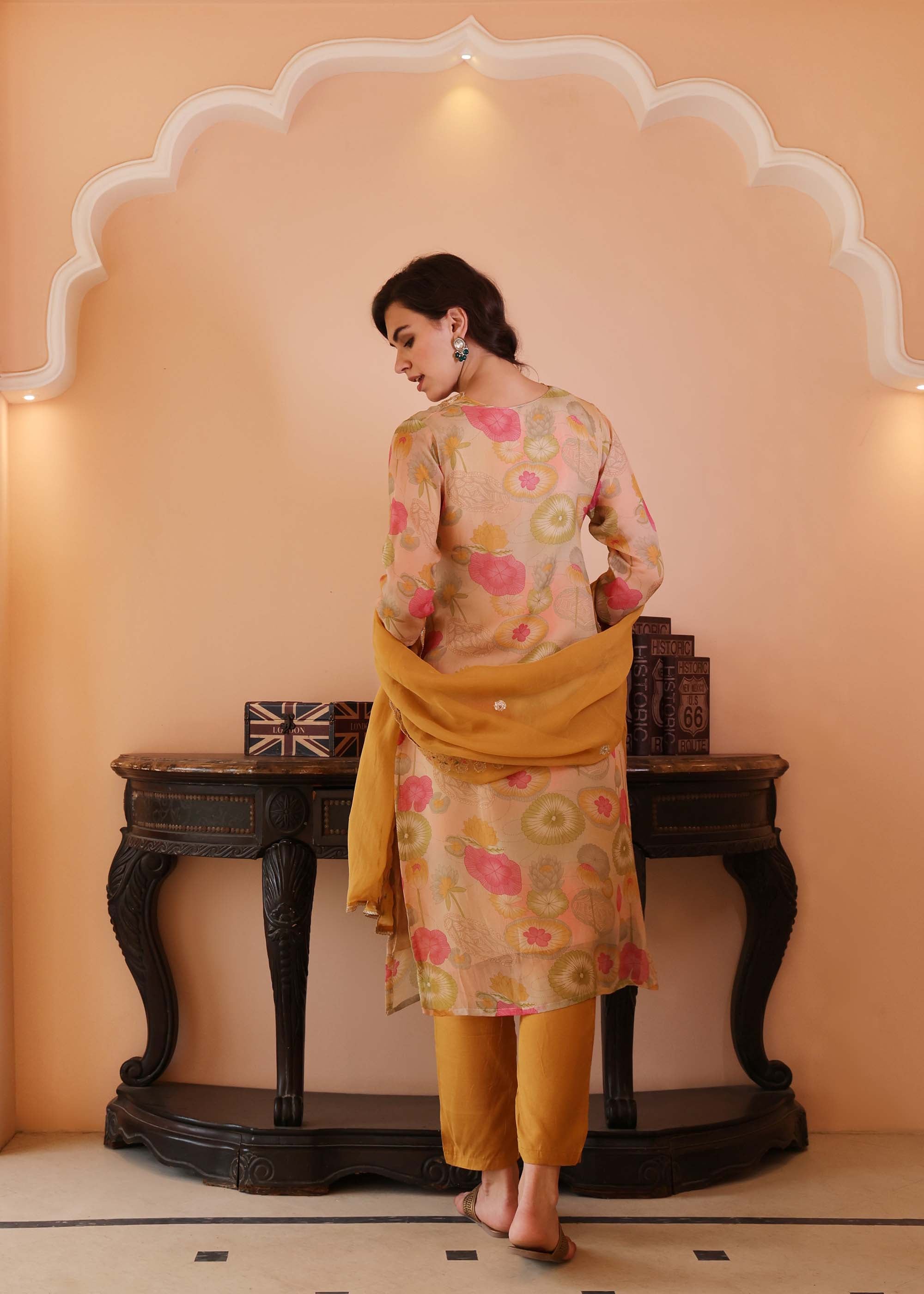 Mustard Organza 3 Piece suit set