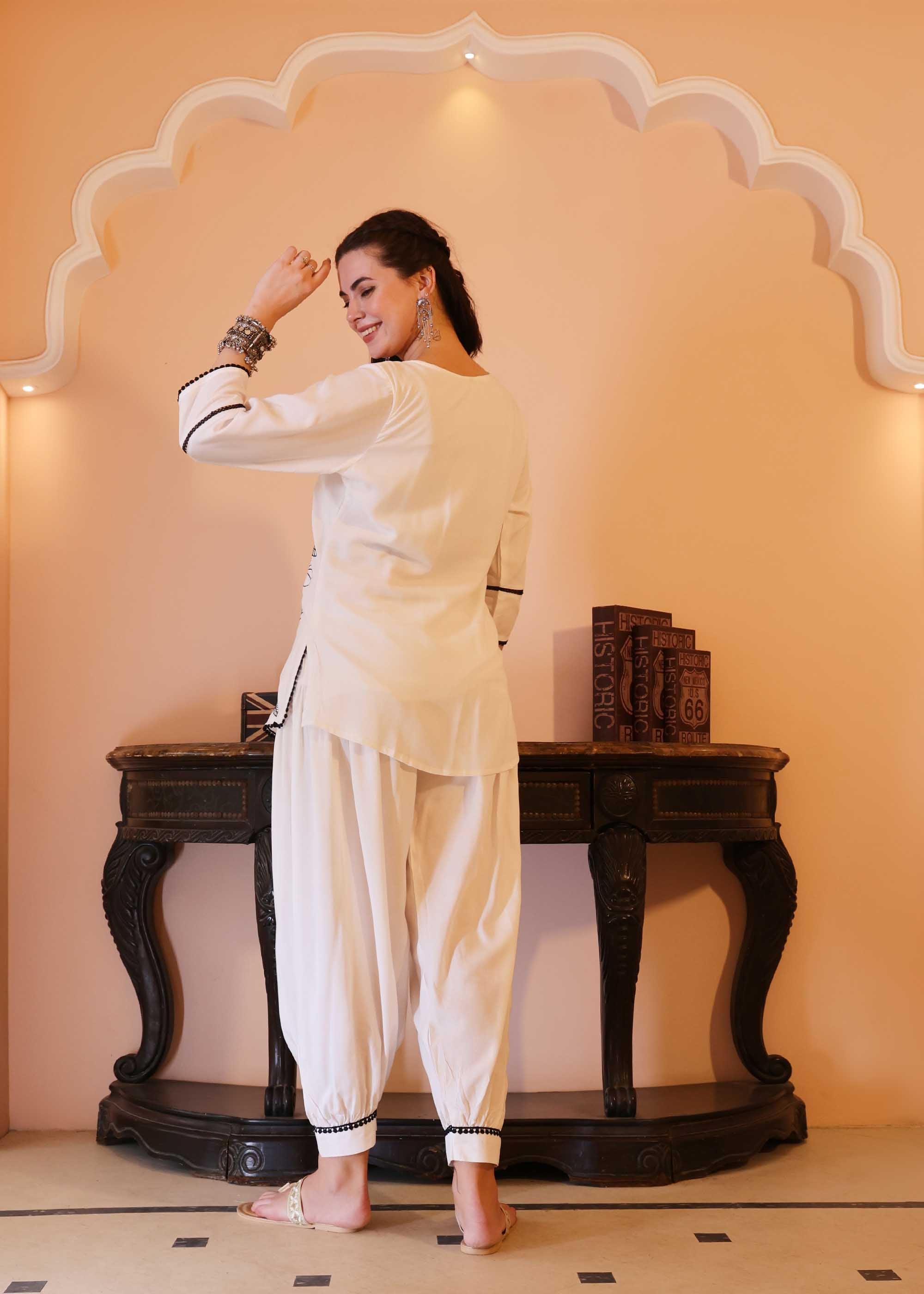 White embroidered Cotton Co-ord Set