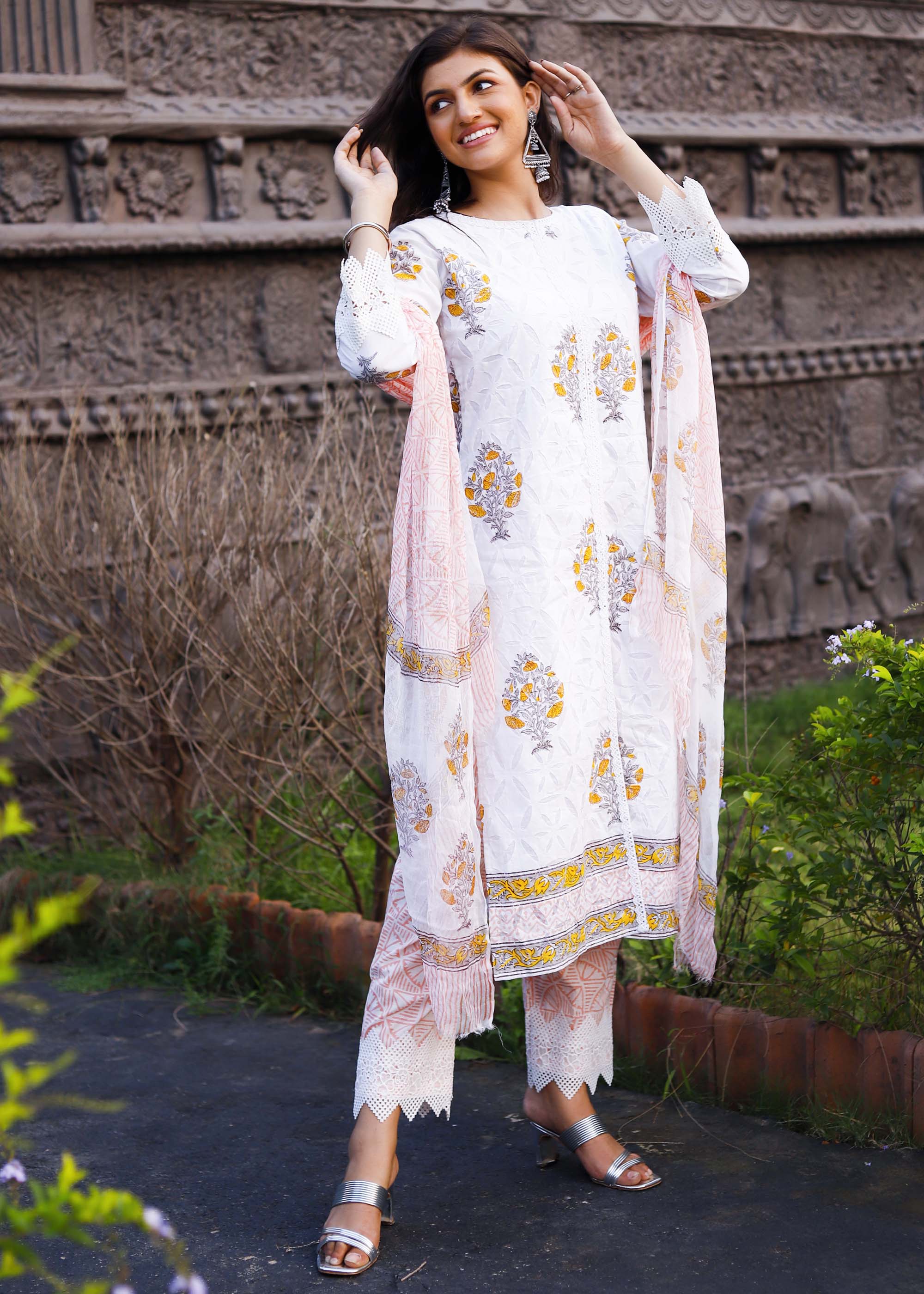 Cotton Block printed 3 piece Suit set