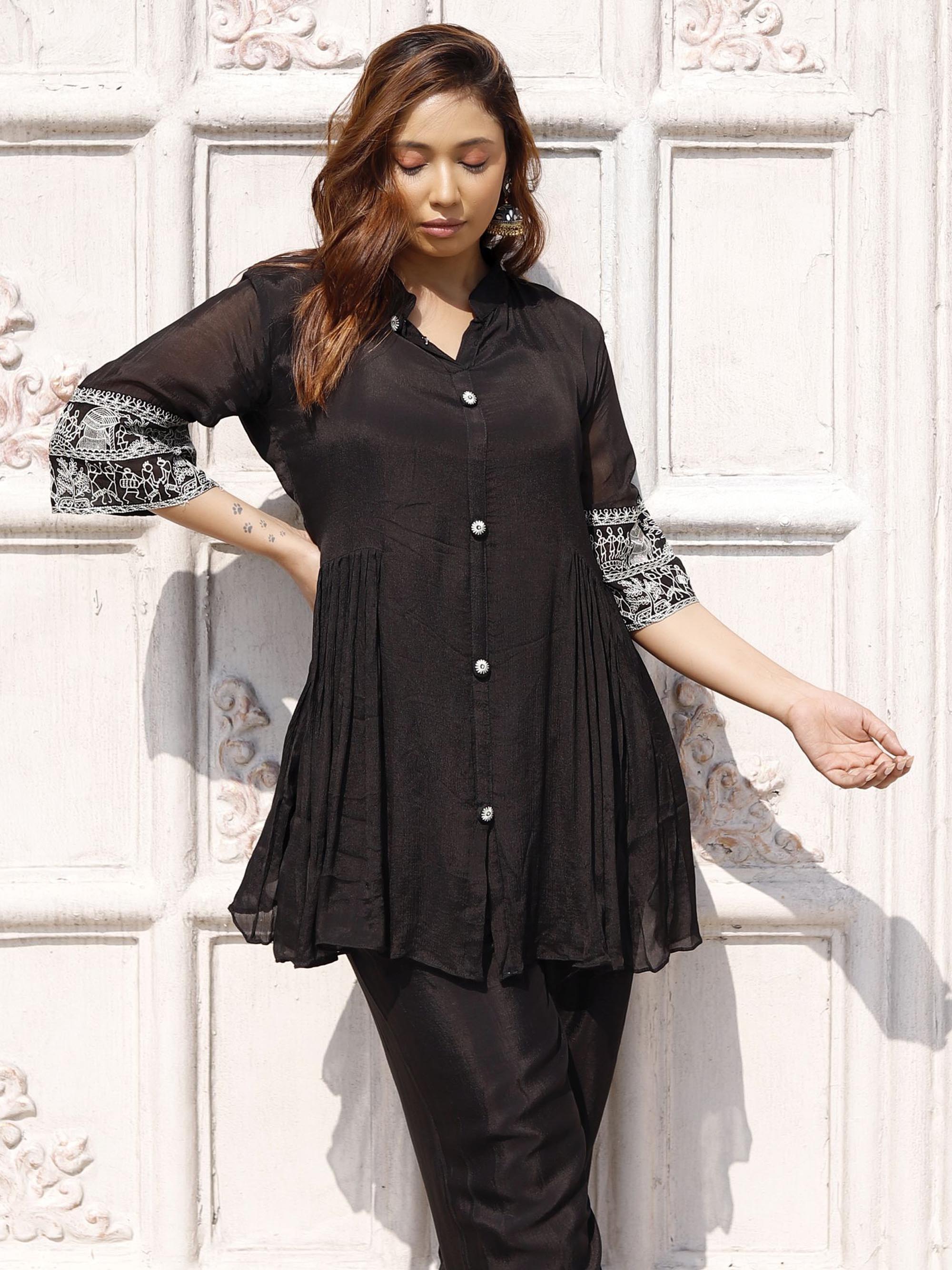 Black embroidered Chinnon Co-ord Set