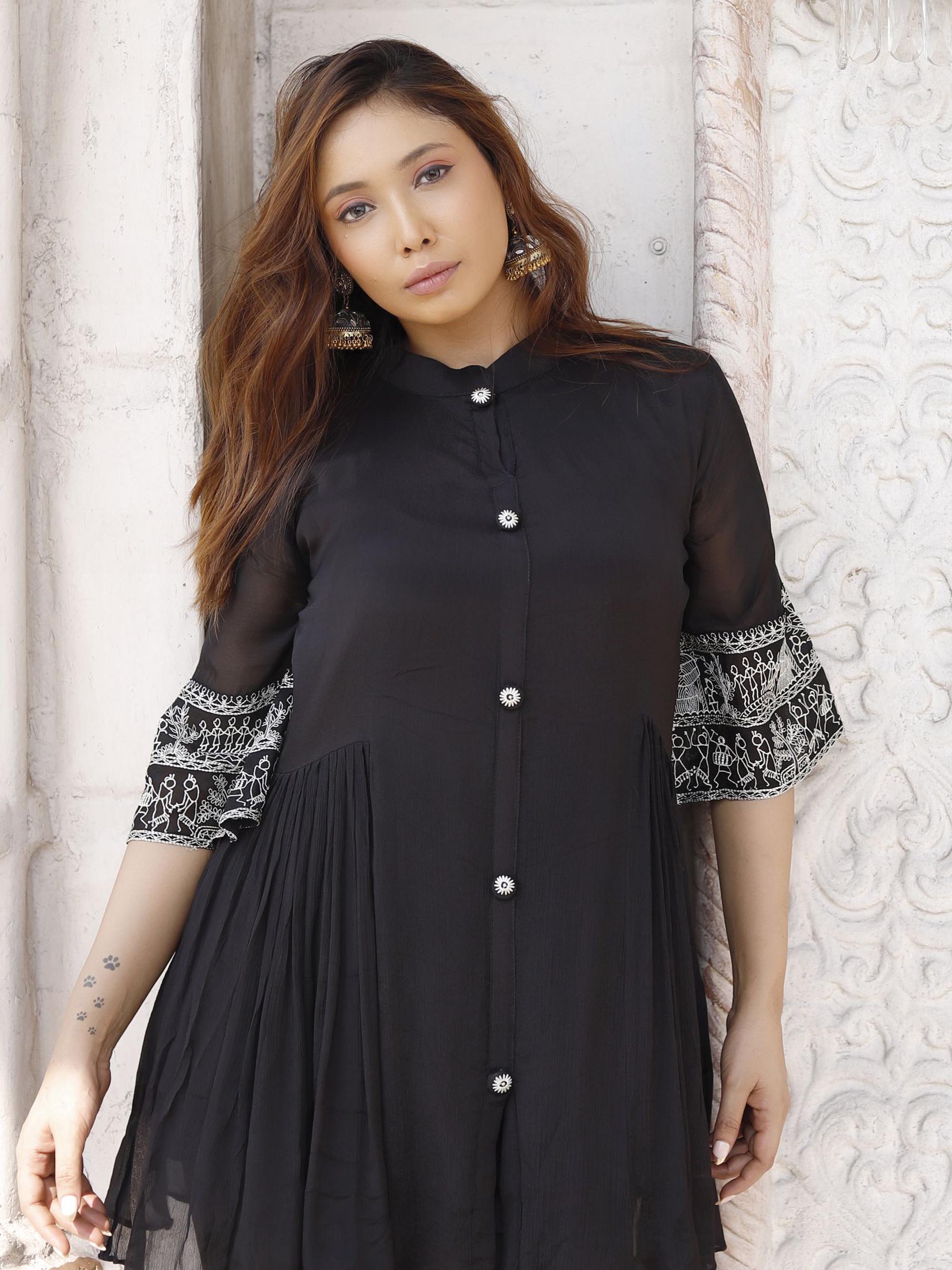 Black embroidered Chinnon Co-ord Set
