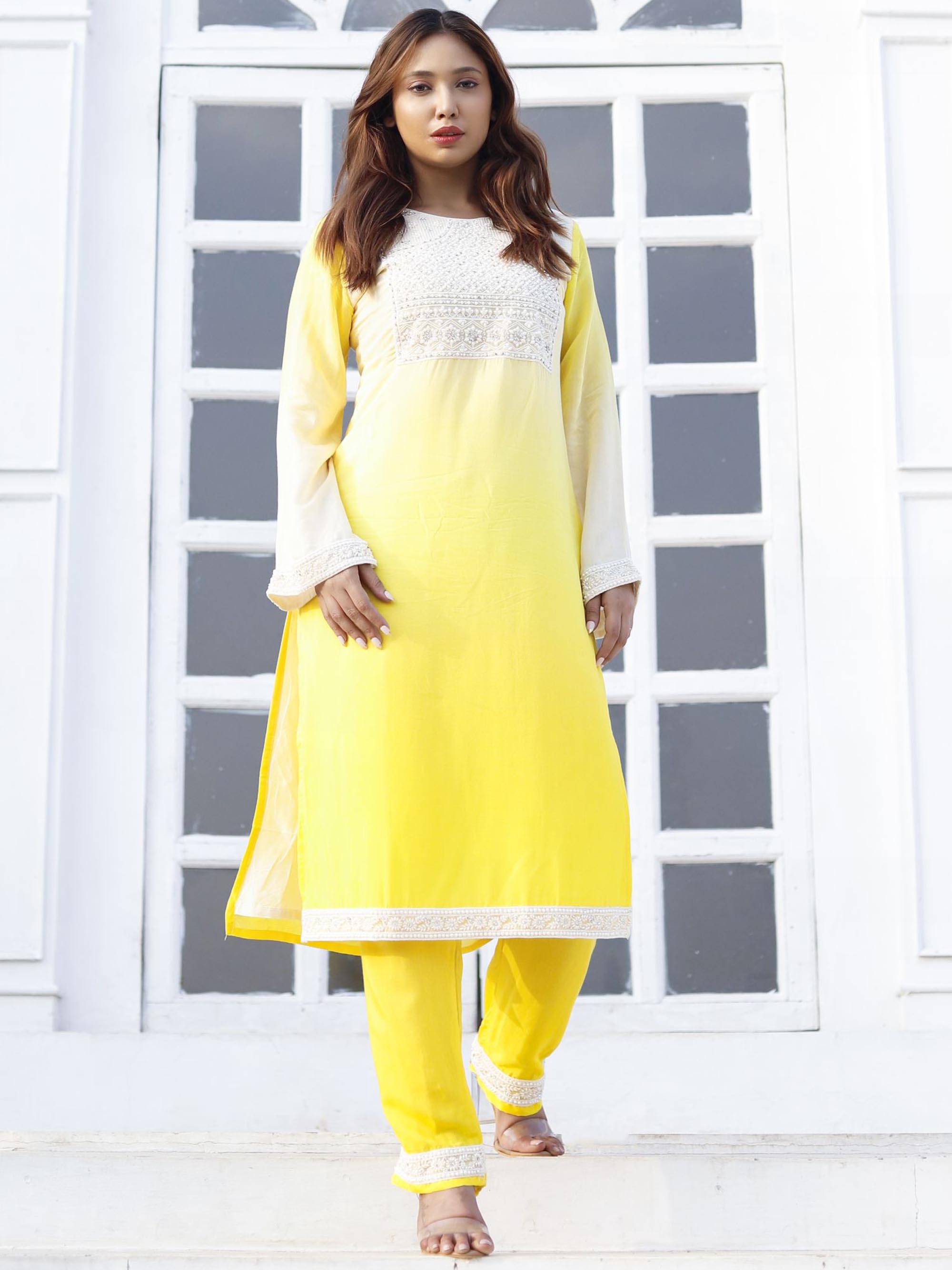 Yellow Ombre Modal Kurta Set