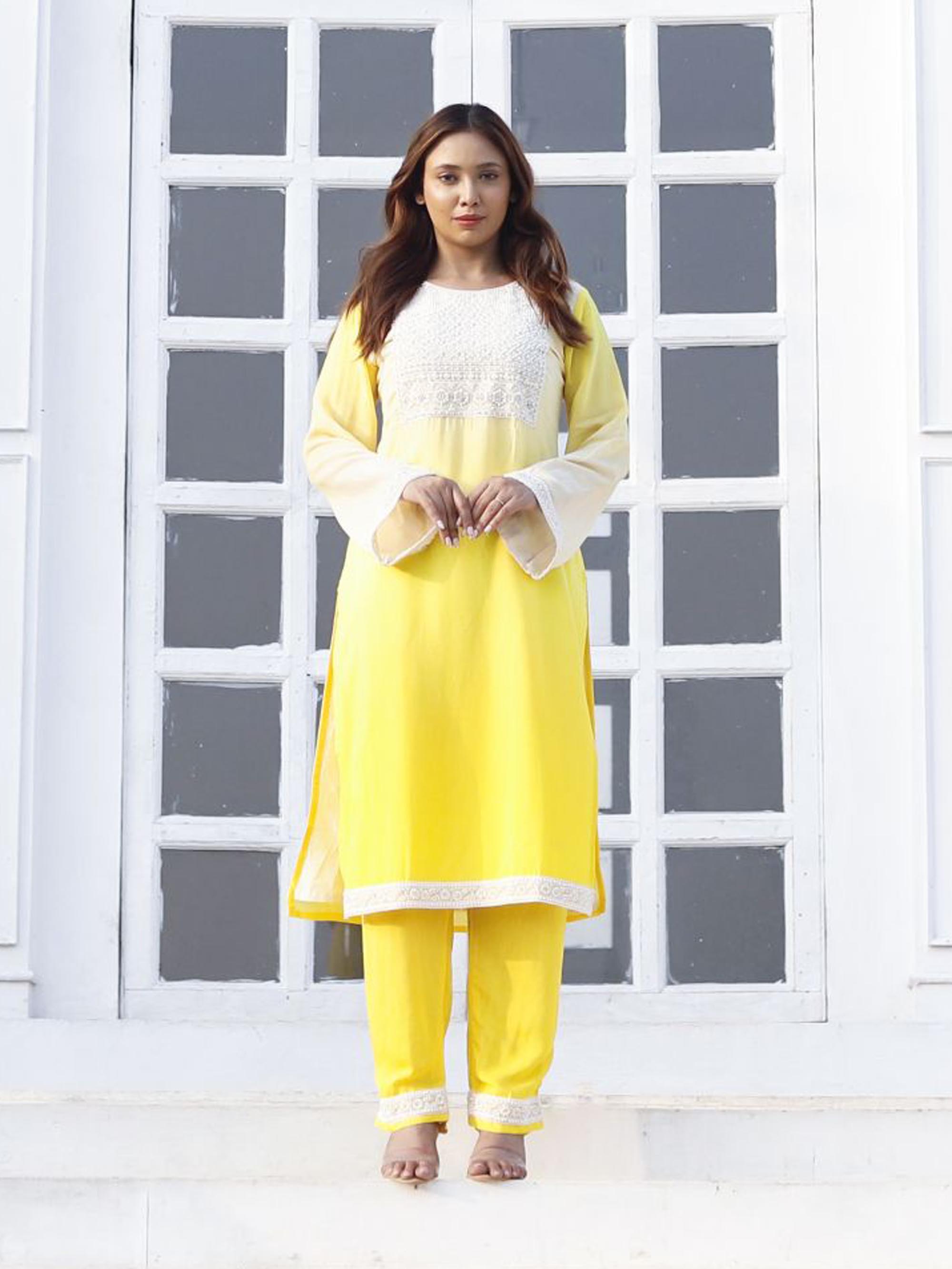 Yellow Ombre Modal Kurta Set
