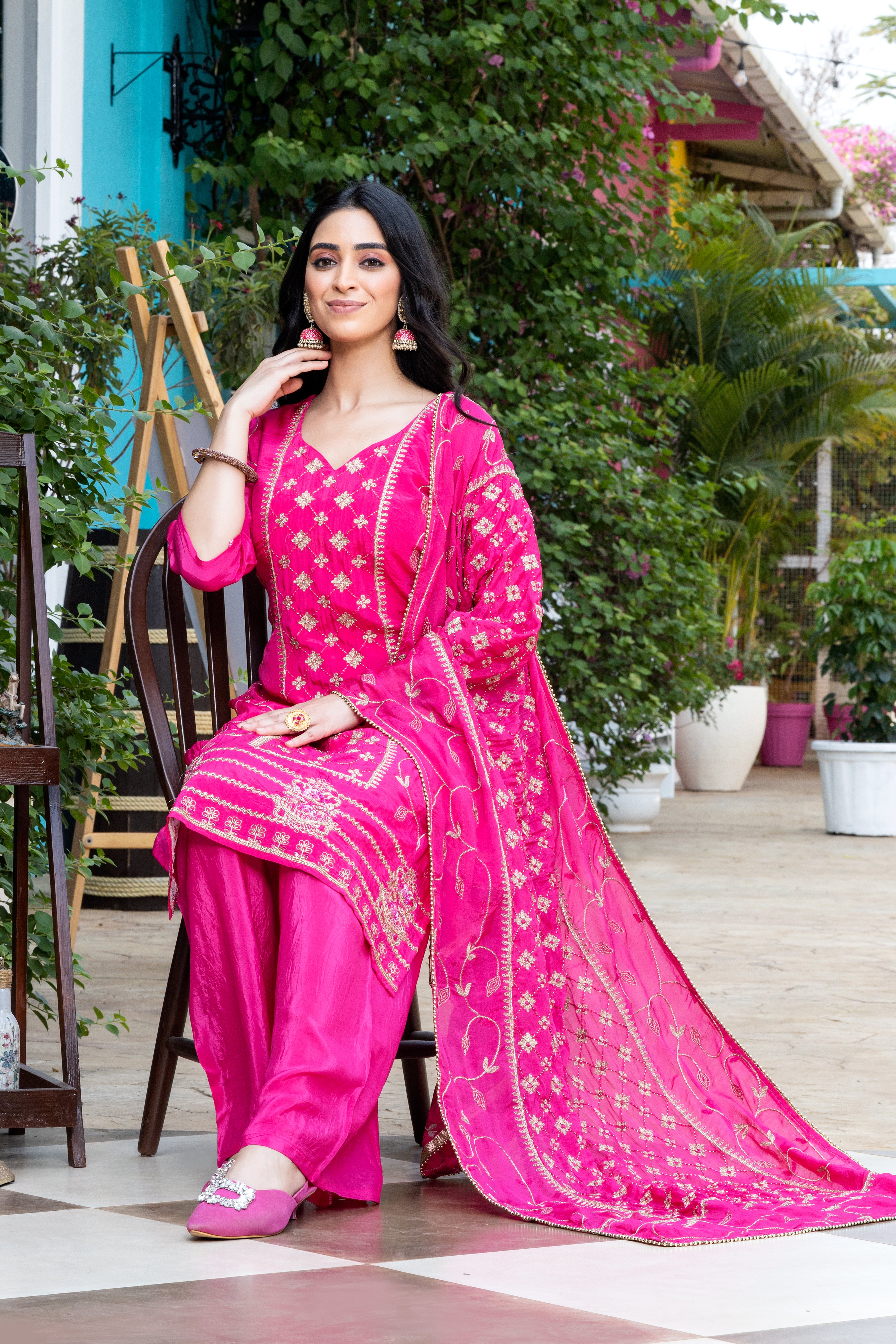 Pure Crepe Pink salwar suit set