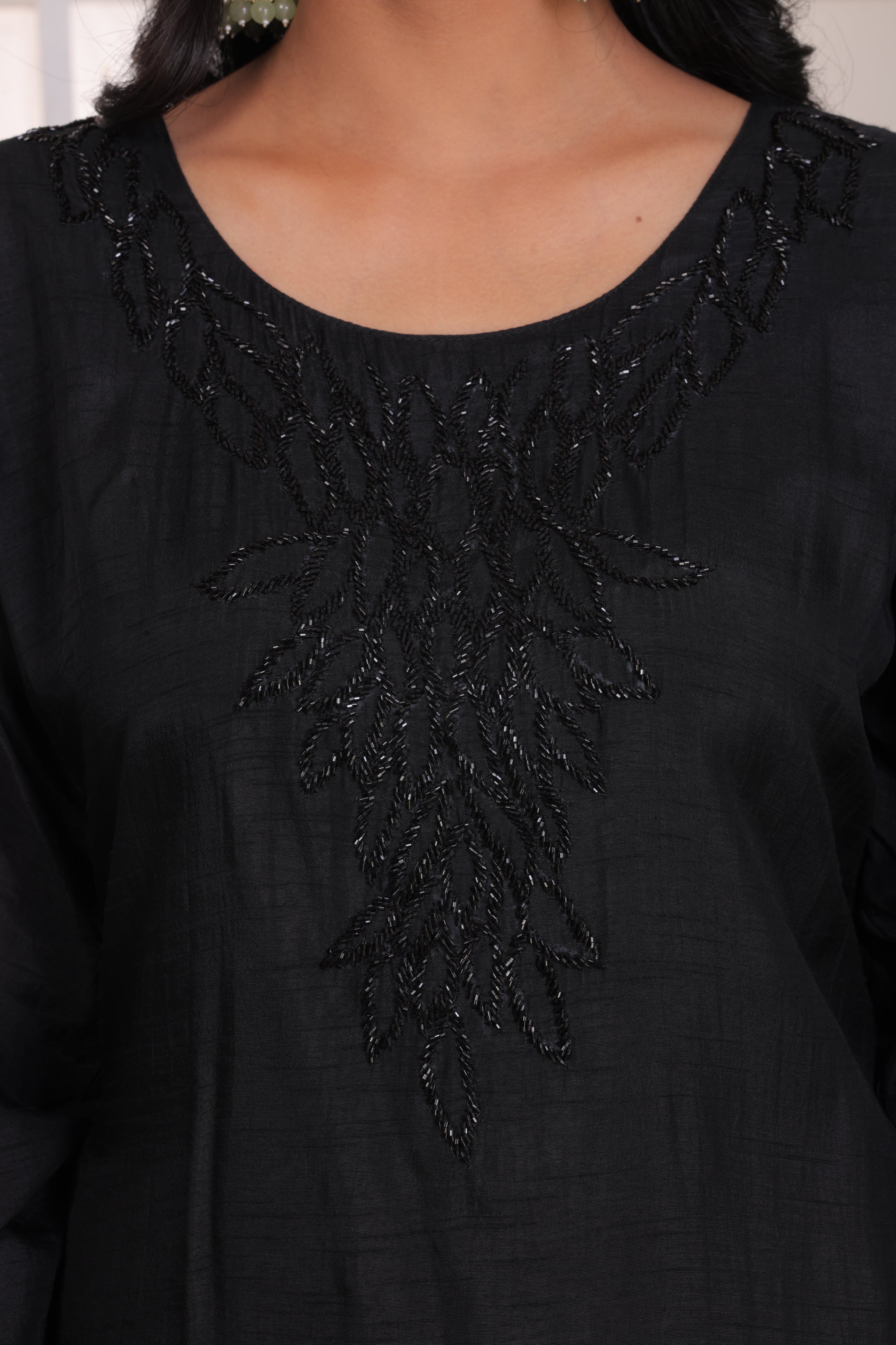 Black Dhola Silk Sequin work Suit Set