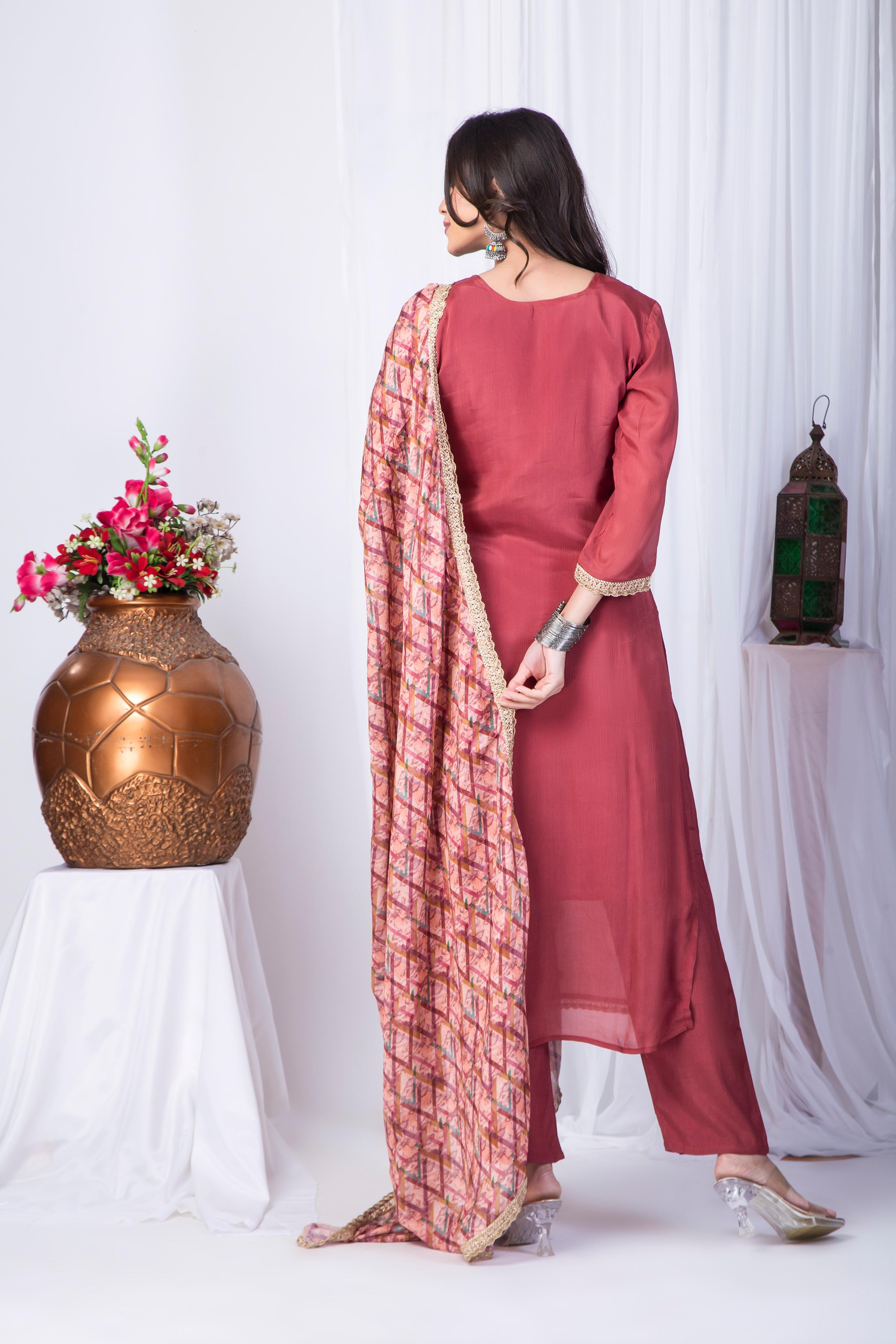 Warm Rustic shade Pure Chinnon suit set